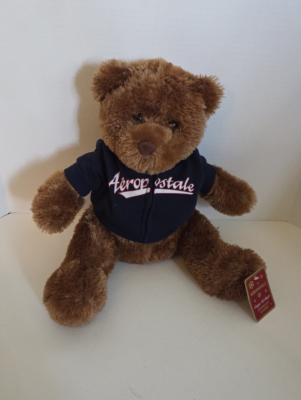 Vtg Aeropostale Holiday Brown Teddy Bear Plush Stuffed Animal Blue Jacket 17"